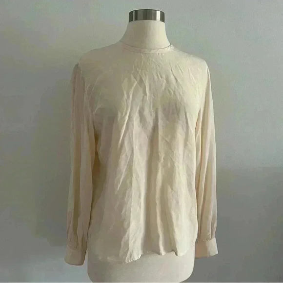 Vintage Liz Claiborne Silk Ivory Blouse Button Down Back Sz 6 - Picture 2 of 8